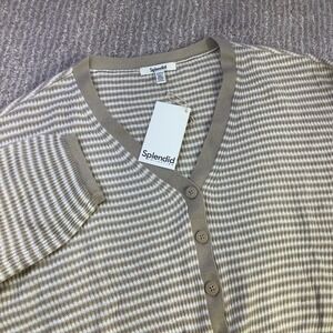 Splendid Collection Striped Knit Cardigan Button‎ Front Drawstring Waist Size S